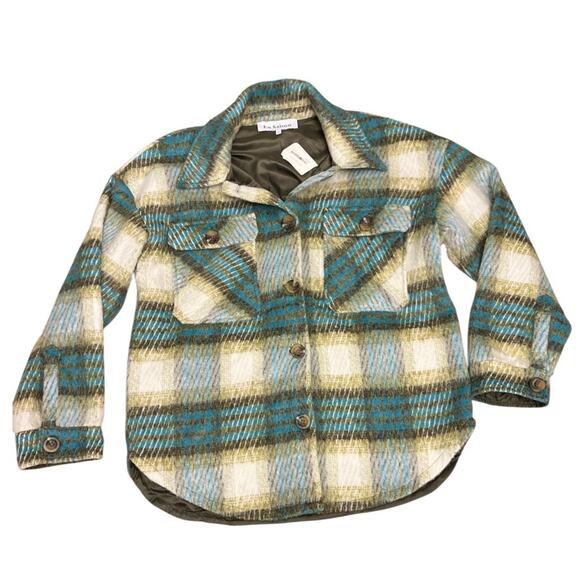 NWT En Saison Zoe Shirt Jacket Shacket in Green Multi Plaid | Large - Picture 2 of 8